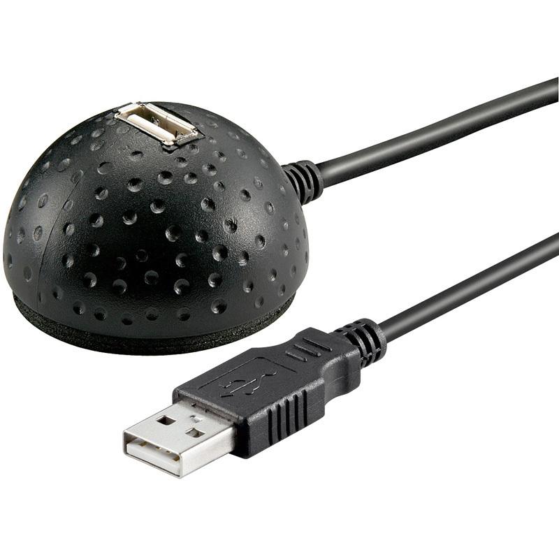 USB 2.0 Hi-Speed Verlängerungskabel mit Standfuß, schwarz, 1,50m