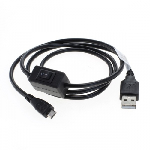 Micro USB 2.0 DC-Kabel mit Schalter (I/O) 1,0m schwarz
