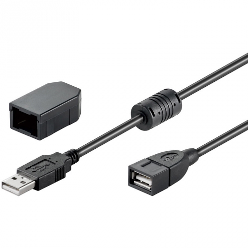 USB 2.0 Hi-Speed Verlängerungskabel mit Zugentlastungs-Clip schwarz 2,0m