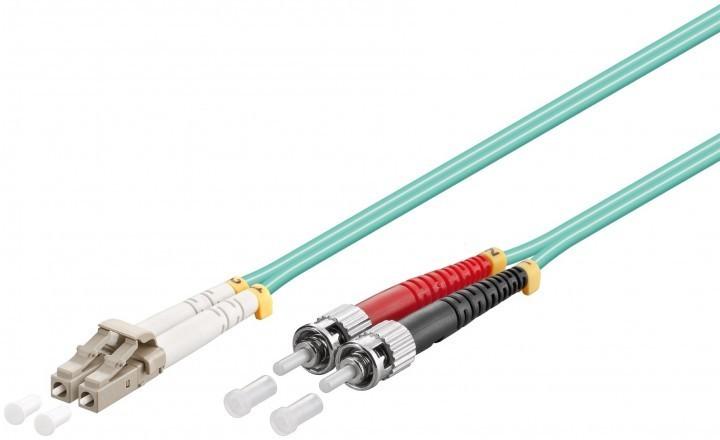 LWL Kabel Multimode OM3, LC-Stecker (UPC) > ST-Stecker (UPC), türkis - Länge: 0,50 m