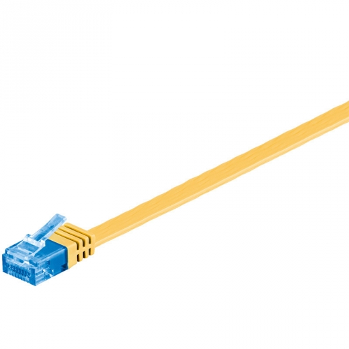 CAT 6a Netzwerkkabel, U/UTP, flach, gelb - Lnge: 1,0 m