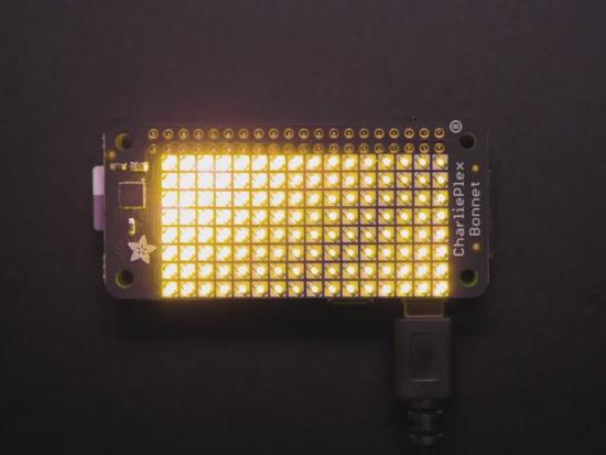 Adafruit CharliePlex LED Matrix Bonnet - 8x16 Warmweie LEDs