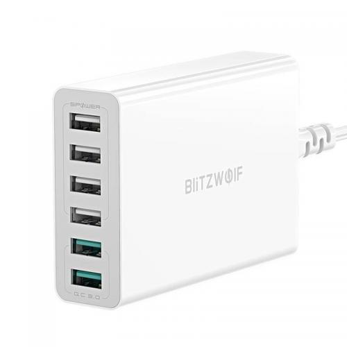 BlitzWolf BW-S15 USB Ladegerät, 6x USB , QC 3.0, 60W, weiß