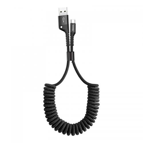 Baseus USB-C Spiralkabel, A-Stecker - C-Stecker, 2A, schwarz, 1m