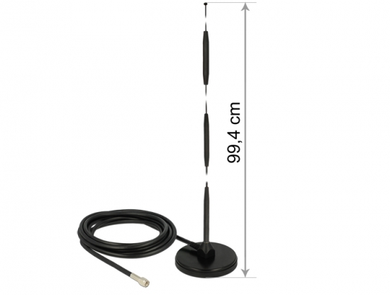 GSM Antenne SMA Stecker 7 dBi starr omnidirektional mit magnetischem Standfu und Anschlusskabel (RG-58, 3 m) outdoor schwarz