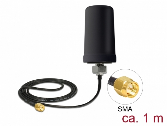 GSM / UMTS Antenne SMA Stecker 0,7 - 1,6 dBi ULA100 1 m omnidirektional starr outdoor schwarz