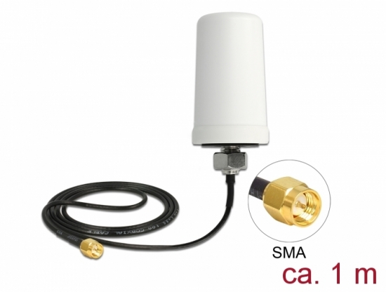 LTE Antenne SMA Stecker 1,7 - 2,0 dBi ULA100 1 m omnidirektional starr outdoor wei