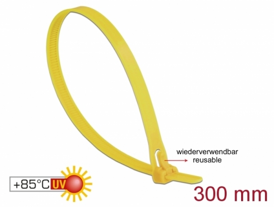 Kabelbinder wiederverwendbar hitzebestndig L 300 x B 7,6 mm 100 Stck gelb