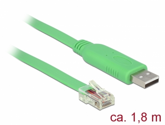 Adapterkabel USB 2.0 Typ A Stecker  1x Seriell RS-232 RJ45 Stecker grn 1,80 m