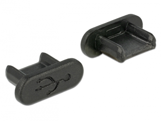 Staubschutz fr USB 2.0 Micro-B Buchse ohne Griff 10 Stck schwarz