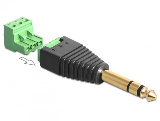 Adapter Klinke Stecker 6,35 mm - Terminalblock 3 Pin 2-teilig