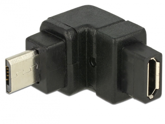 Micro USB 2.0 Winkeladapter Micro B Stecker - Micro B Buchse oben gewinkelt schwarz
