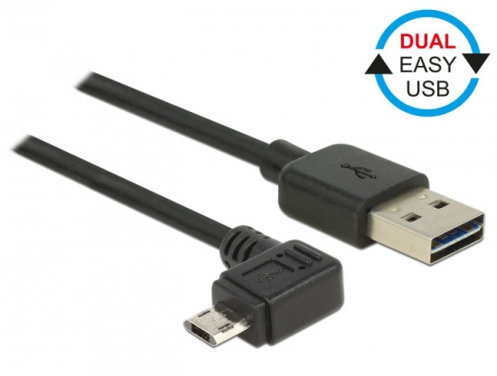 EASY USB 2.0 Kabel A Stecker  micro B Stecker links/rechts gewinkelt schwarz - Lnge: 2,00 m