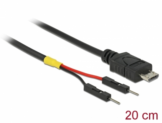Kabel Micro USB Typ B Stecker  2x Pfostenstecker einzeln zur Stromversorgung - Lnge: 20 cm