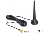 GSM Quadband Antenne SMA 2 dBi omnidirektional mit magnetischem Standfu starr schwarz outdoor