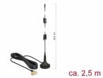 LTE Antenne SMA Stecker 90 2,5 dBi starr omnidirektional mit magnetischem Standfu und Anschlusskabel RG-174 2,5 m outdoor schwarz