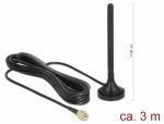 LTE Antenne SMA Stecker 2 dBi starr omnidirektional mit magnetischem Standfu und Anschlusskabel RG-174 3 m outdoor schwarz