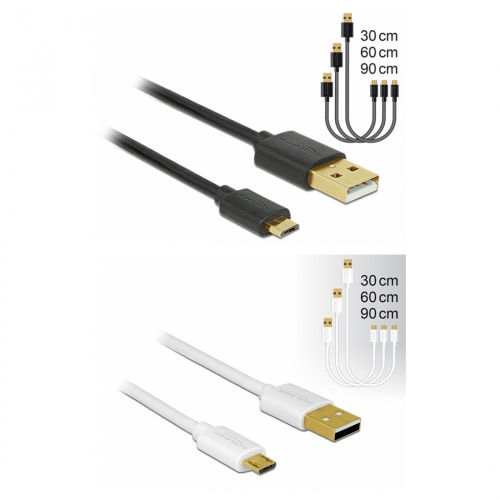 Micro USB 2.0 Daten- und Schnellladekabel A-Stecker  Micro B-Stecker 3er Set