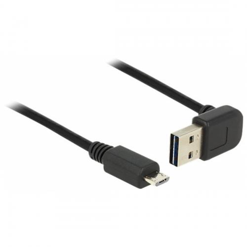 EASY USB 2.0 Kabel A Stecker oben/unten gewinkelt  micro B Stecker schwarz