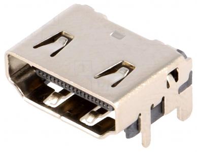 CONNFLY HDMI Steckverbinder Buchse, 19 Pin, vergoldet, 90 Winkel, SMT, vernickelt