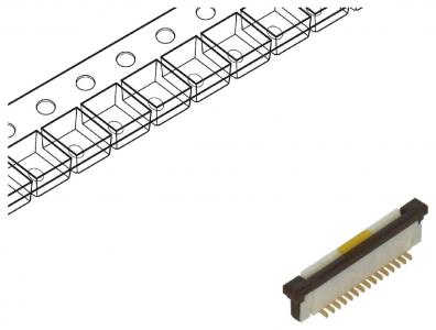 FFC/FPC 15-Pin Steckverbinder - Vertikal, ZIF, SMT, bis 125V/1A, Goldkontakte