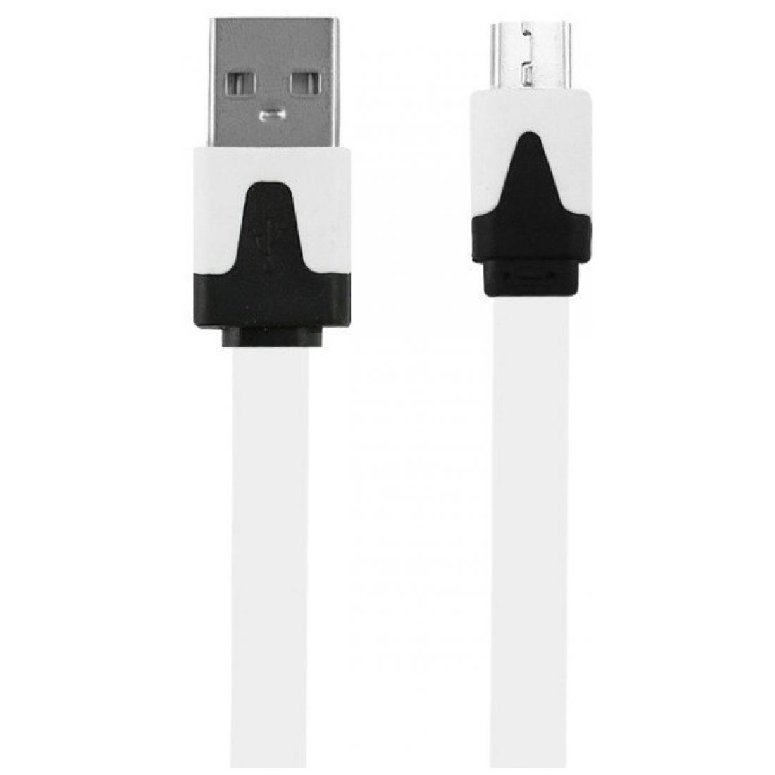 Micro USB 2.0 Flachkabel, A Stecker – Micro B Stecker, weiß