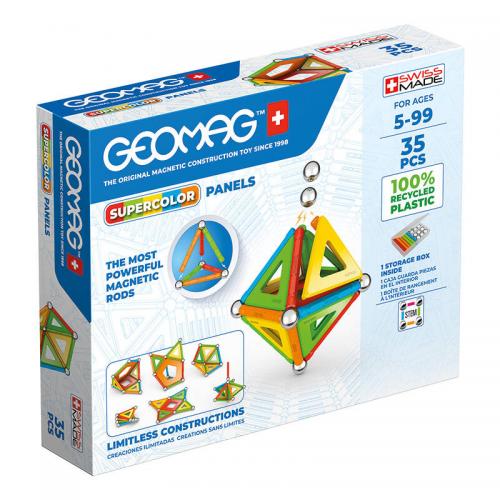 Geomag Supercolor Panels Recycled, Magnetbausystem, 35 Teile