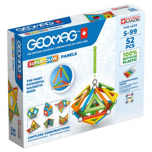 Geomag Supercolor Panels Recycled, Magnetbausystem, 52 Teile