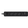 3-fach Steckdosenleiste mit Schalter, berspannungsschutz und 3 USB Ports (QuickCharge 3.0, 1A, 2,4A), schwarz, 1,5m