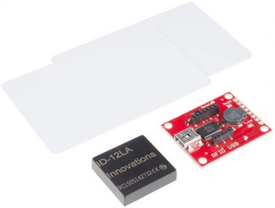 SparkFun RFID Starter Kit, USB RFID-Leser, ID-12LA Modul, 125kHz Karten, Seriell ber USB, 9600bps