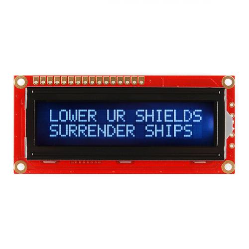 SparkFun Basic LCD, 16x2 Zeichen, Wei auf Schwarz, 5V, mit Headern