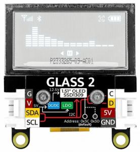 M5Stack Glass2 Unit: Transparentes OLED-Display, I2C, 1,51 Zoll, 128x64 Pixel, 53x42x6 mm