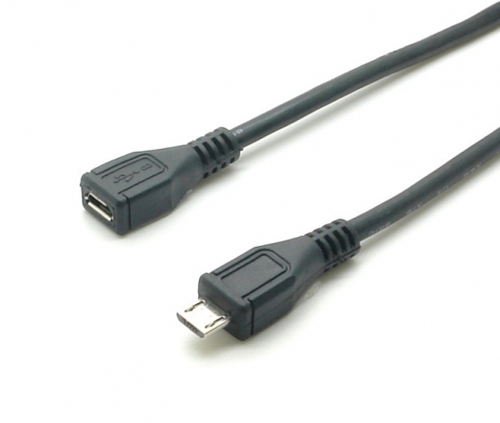 USB 2.0 Hi-Speed Verlängerungskabel Micro B Buchse – Micro B Stecker schwarz