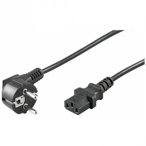 Kaltgeräte Netzkabel Schutzkontakt-Stecker abgewinkelt – IEC320-C13 Buchse schwarz