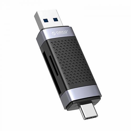 Orico USB 2.0 Cardreader fr SD / microSD, USB + USB-C, schwarz