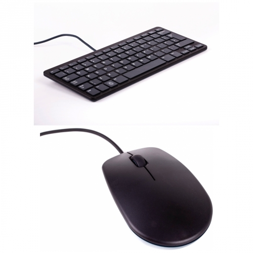 offizielle Raspberry Pi Maus + Tastatur, DE-Layout, inkl. 3 Port USB Hub, schwarz/grau