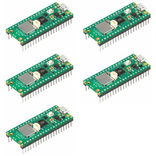 5 x Raspberry Pi Pico WH, RP2040 + WLAN Mikrocontroller-Board, mit Headern
