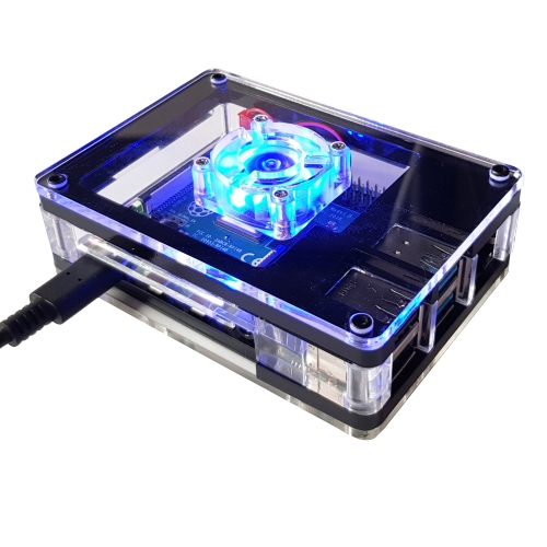 Gehuse fr Raspberry Pi 4 mit LED Lfter, 5 Layer stackable