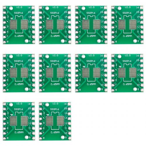 10 x SMD Breakout Adapter für SOP16 / SSOP16 / TSSOP16, 16 Pin, 0,65mm / 1,27mm