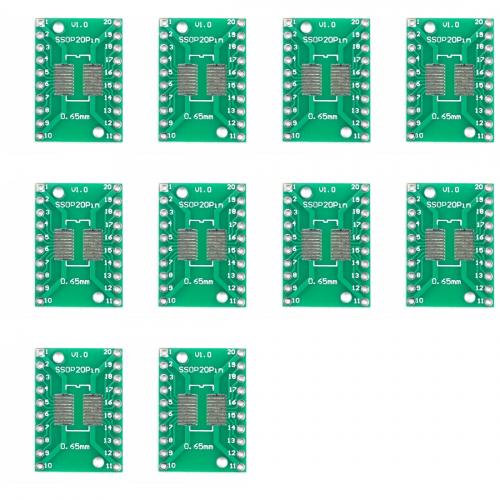 10 x SMD Breakout Adapter für SOP20 / SSOP20 / TSSOP20, 20 Pin, 0,65mm / 1,27mm