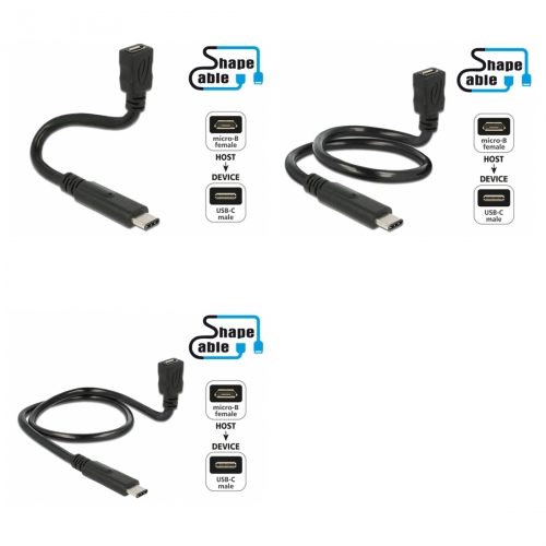 Shape USB 2.0 Hi-Speed Adapterkabel C Stecker  Micro B Buchse schwarz