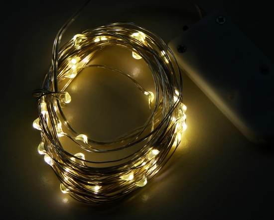 50er LED Silberdraht Lichterkette, warm-wei