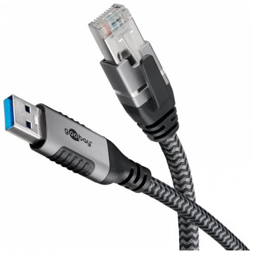 Goobay Ethernet-Kabel USB-C 3.1 auf RJ45, SuperSpeed 1 Gbit/s, Thunderbolt 3 kompatibel, FTP