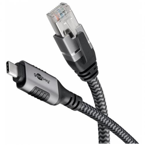 Goobay Ethernet-Kabel USB-C 3.1 auf RJ45, SuperSpeed 1 Gbit/s, Thunderbolt 3 kompatibel, FTP