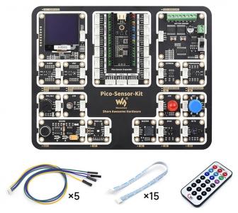 Waveshare Einsteiger Sensor Kit für Raspberry Pi Pico: Erweiterungsplatine mit 15 Modulen + Zubehör